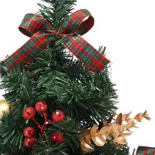 KLEINE Kunstkerstboom, rood-goud in pot, VERSIERD 50 cm