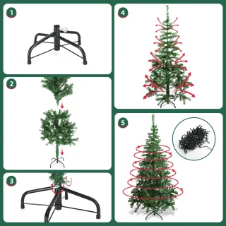 Aigostar Kunstkerstboom met LED Verlichting - Kerstboom - 210 CM - 400 LED-licht - 600 Takken - Groene