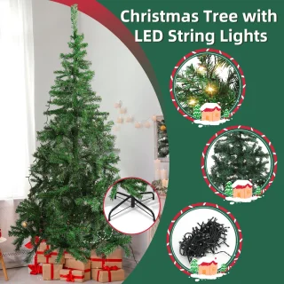 Aigostar Kunstkerstboom met LED Verlichting - Kerstboom - 210 CM - 400 LED-licht - 600 Takken - Groene