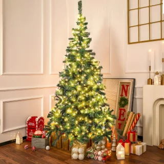 Aigostar Kunstkerstboom met LED Verlichting - Kerstboom - 210 CM - 400 LED-licht - 600 Takken - Groene