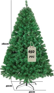 Kunstkerstboom - 180 cm - Realistische PVC Kerstboom - Metalen Standaard - Zonder Verlichting - Groen