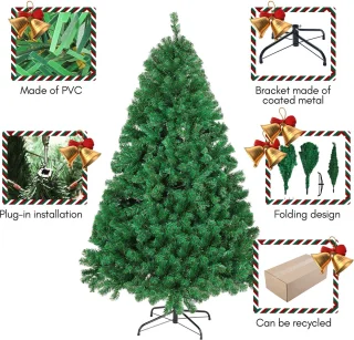 Kunstkerstboom - 180 cm - Realistische PVC Kerstboom - Metalen Standaard - Zonder Verlichting - Groen