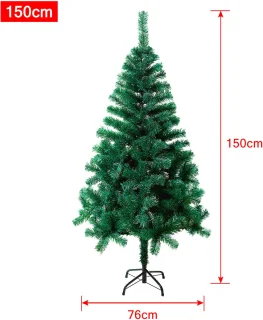 NAIZY Kunstkerstboom 150 cm PVC Dennenboom Kunstkerstboom met 300 punten en standaard Nepkerstbomen Kerstdecoratie, Groen