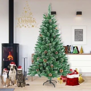 NAIZY Kunstkerstboom 120 cm PVC Dennenboom Kerstboom met standaard Nepkerstbomen Kerstdecoratie, Groen met sneeuweffect