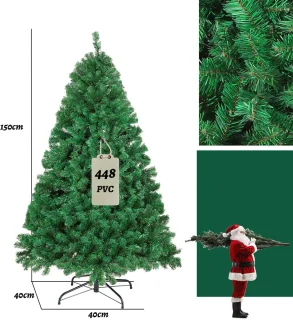 150cm kunstkerstboom, met standaard, kunstboom, kerstboom, pvc-naalden, ideaal voor thuis, kantoor, winkels en hotels, groen