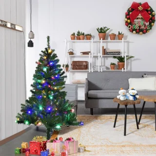 Kunstkerstboom met ledverlichting, 120/150/180/210 cm, met 11 lichtmodi en 5 kleurveranderingen, dennenboom met metalen standaard, pvc-naalden, kunstboom, klapsysteem, voor Kerstmis, groen