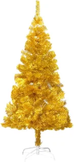vidaXL - Kunstkerstboom - met - standaard - 150 - cm - PET - goudkleurig