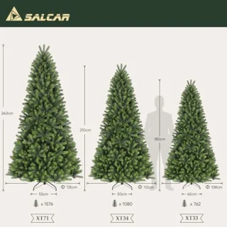 100% PE Kunstkerstboom 180 cm - Nordmann-spar met 762 Takken en Accessoires