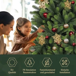 100% PE Kunstkerstboom 180 cm - Nordmann-spar met 762 Takken en Accessoires