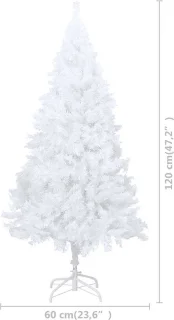 vidaXL - Kunstkerstboom - met - verlichting - en - kerstballen - 120 - cm - PVC - wit