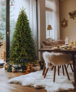 Royal Christmas - Slim Kunstkerstboom - Cypress Prelit - 180 cm - met 300 LED verlichting - PE/PVC Premium - Groen