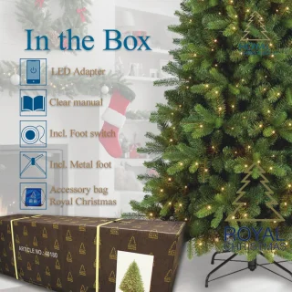 Royal Christmas - Slim Kunstkerstboom - Cypress Prelit - 180 cm - met 300 LED verlichting - PE/PVC Premium - Groen