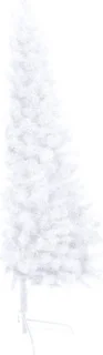 vidaXL - Kunstkerstboom - met - verlichting - en - kerstballen - half - 210 - cm - wit