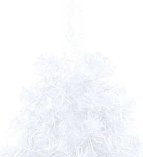 vidaXL - Kunstkerstboom - met - verlichting - en - kerstballen - half - 210 - cm - wit