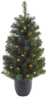 Bellatio Decorations Kunst kerstboom - groen - H120 cm - met verlichting - verlichte kunstboom - LED