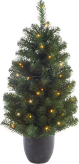 2x stuks kunstbomen/kunst kerstbomen met verlichting 90 cm - Kunst kerstboompjes/kunstboompjes met kerstverlichting