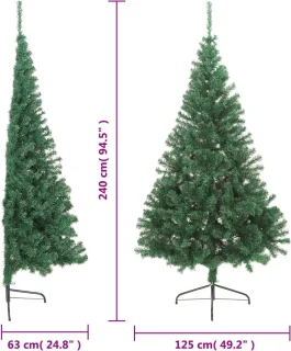 vidaXL - Kunstkerstboom - met - standaard - half - 240 - cm - PVC - groen