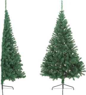 vidaXL - Kunstkerstboom - met - standaard - half - 240 - cm - PVC - groen