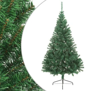 vidaXL - Kunstkerstboom - met - standaard - half - 240 - cm - PVC - groen