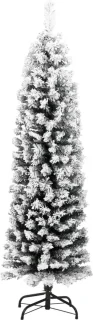 vidaXL - Kunstkerstboom - met - sneeuw - smal - 120 - cm - PVC - groen