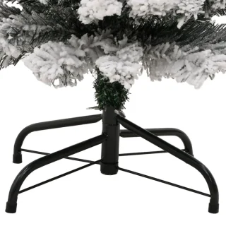vidaXL - Kunstkerstboom - met - sneeuw - smal - 120 - cm - PVC - groen