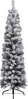 vidaXL - Kunstkerstboom - met - sneeuw - smal - 120 - cm - PVC - groen