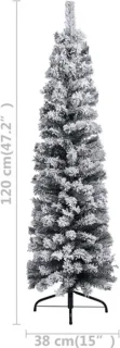 vidaXL - Kunstkerstboom - met - sneeuw - smal - 120 - cm - PVC - groen