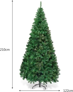 Kunstkerstboom 210 cm – PVC Kerstboom met Metalen Standaard – Stabiel en Ruimtebesparend – 950 Takken – Groen