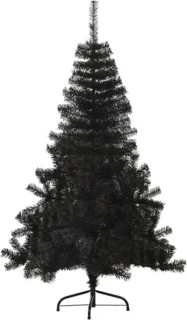 vidaXL - Kunstkerstboom - met - standaard - half - 150 - cm - PVC - zwart