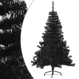 vidaXL - Kunstkerstboom - met - standaard - half - 150 - cm - PVC - zwart