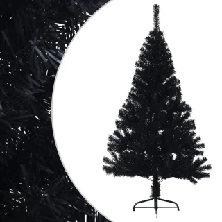 vidaXL - Kunstkerstboom - met - standaard - half - 150 - cm - PVC - zwart