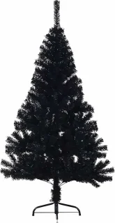 vidaXL - Kunstkerstboom - met - standaard - half - 150 - cm - PVC - zwart