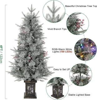 Kunstkerstboom met verlichting 125 cm PVC Dennenboom Kerstboom met 150 LED's Nepkerstbomen Kerstversiering
