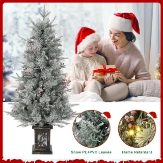 Kunstkerstboom met verlichting 125 cm PVC Dennenboom Kerstboom met 150 LED's Nepkerstbomen Kerstversiering