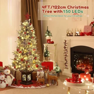 Kunstkerstboom met verlichting 125 cm PVC Dennenboom Kerstboom met 150 LED's Nepkerstbomen Kerstversiering