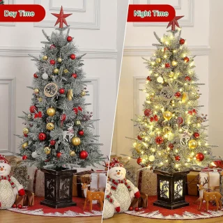 Kunstkerstboom met verlichting 125 cm PVC Dennenboom Kerstboom met 150 LED's Nepkerstbomen Kerstversiering