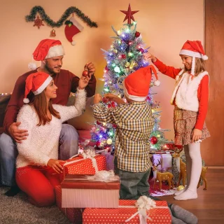Kunstkerstboom met verlichting 125 cm PVC Dennenboom Kerstboom met 150 LED's Nepkerstbomen Kerstversiering
