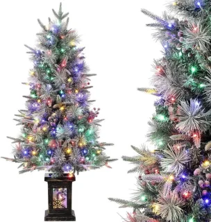 Kunstkerstboom met verlichting 125 cm PVC Dennenboom Kerstboom met 150 LED's Nepkerstbomen Kerstversiering