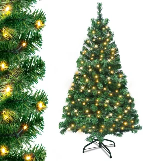 LED Kerstboom 180cm Met Warmwitte Lampjes 8 Lichtmodi Automatisch Opvouwbaar IP44 Binnen Kerstdecoratie Met Standaard