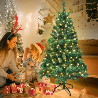 LED Kerstboom 180cm Met Warmwitte Lampjes 8 Lichtmodi Automatisch Opvouwbaar IP44 Binnen Kerstdecoratie Met Standaard