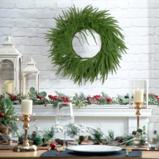 Grote Kunstmatige Dennen Kerstkrans voor Voordeur - 60 cm | Realistische Kerstdecoratie
