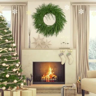 Grote Kunstmatige Dennen Kerstkrans voor Voordeur - 60 cm | Realistische Kerstdecoratie
