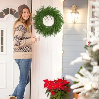 Grote Kunstmatige Dennen Kerstkrans voor Voordeur - 60 cm | Realistische Kerstdecoratie