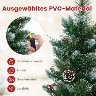 COSTWAY 90 cm kunstkerstboom met verlichting, kleine dennenboom in pot, tafelkerstboom met 20 warm-witte ledlampen, 8 modi, timer, bessen en dennenappels voor kerstdecoratie