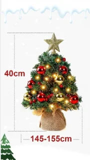 Odenneboom Mini LED Kerstboom met Verlichting, Boomdecoratie en Kerstballen -  40 cm kleine kunstkerstboom met 8 lichtstanden - Kunstboom - Kerstversiering - Kerstboomverlichting - Kerstboomstandaard