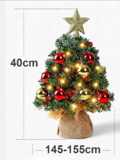 Odenneboom Mini LED Kerstboom met Verlichting, Boomdecoratie en Kerstballen -  40 cm kleine kunstkerstboom met 8 lichtstanden - Kunstboom - Kerstversiering - Kerstboomverlichting - Kerstboomstandaard