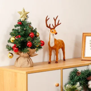 Odenneboom Mini LED Kerstboom met Verlichting, Boomdecoratie en Kerstballen -  40 cm kleine kunstkerstboom met 8 lichtstanden - Kunstboom - Kerstversiering - Kerstboomverlichting - Kerstboomstandaard