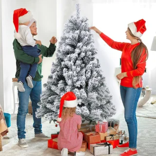 Kunstkerstboom met sneeuw, 180 cm dennenboom, 860 gemengde takken, kerstboom, kunstboom voor Kerstmis, Inclusief Standaard – Creëer een Magische Kerstsfeer