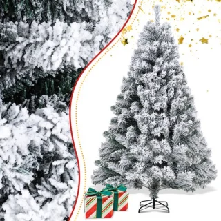 Kunstkerstboom met sneeuw, 180 cm dennenboom, 860 gemengde takken, kerstboom, kunstboom voor Kerstmis, Inclusief Standaard – Creëer een Magische Kerstsfeer