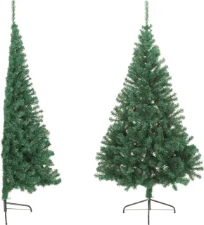 vidaXL - Kunstkerstboom - met - standaard - half - 210 - cm - PVC - groen